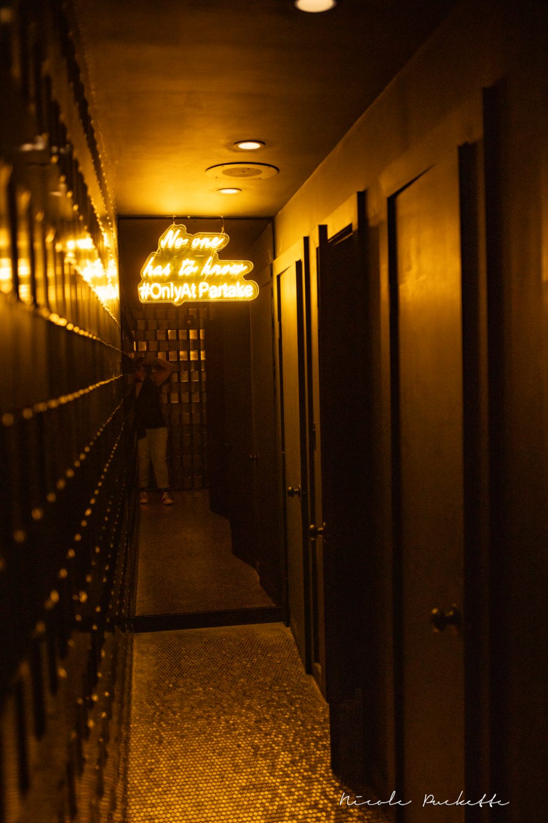 Partake NYC No One Has To Know neon hallway